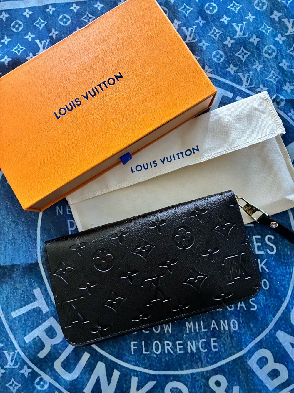 Black LV  monogram embossed Wallet